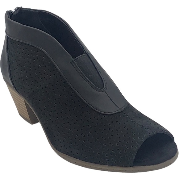 Earth Origins Boots Womens 6 M Black Carden Nubuck Peep Toe Booties Shoes - Picture 1 of 7
